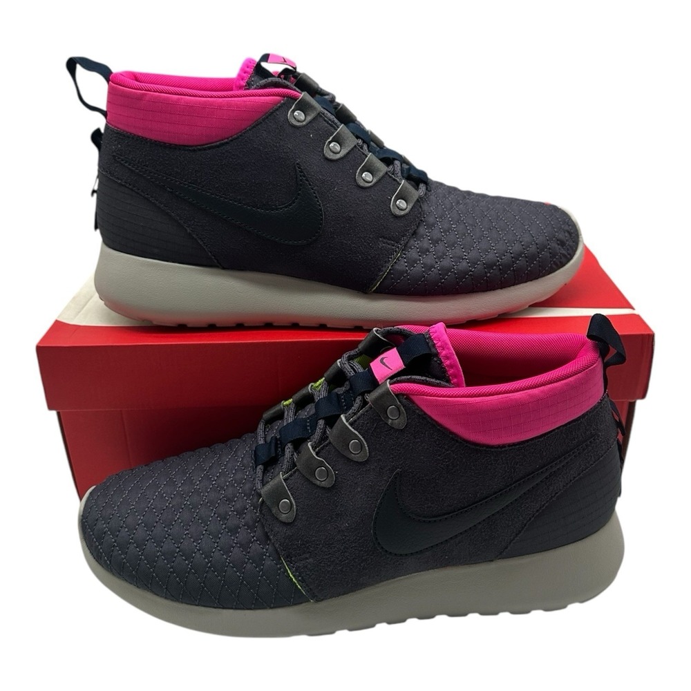 Nike Roshe Run Sneakerboot Mens 9.5 Gridiron Dark Obsidian Pink Shoes 615601-006